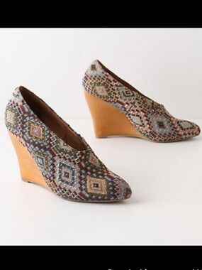 Anthropologie Lucky Penny Tapestry "Diana" Wedge Heel
